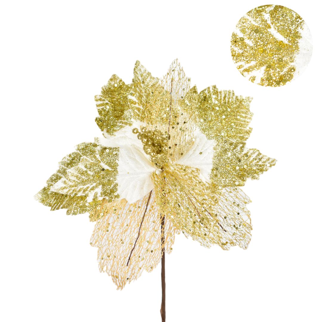 Flor Navideña Artificial 25 cm – Ref. AZ222B