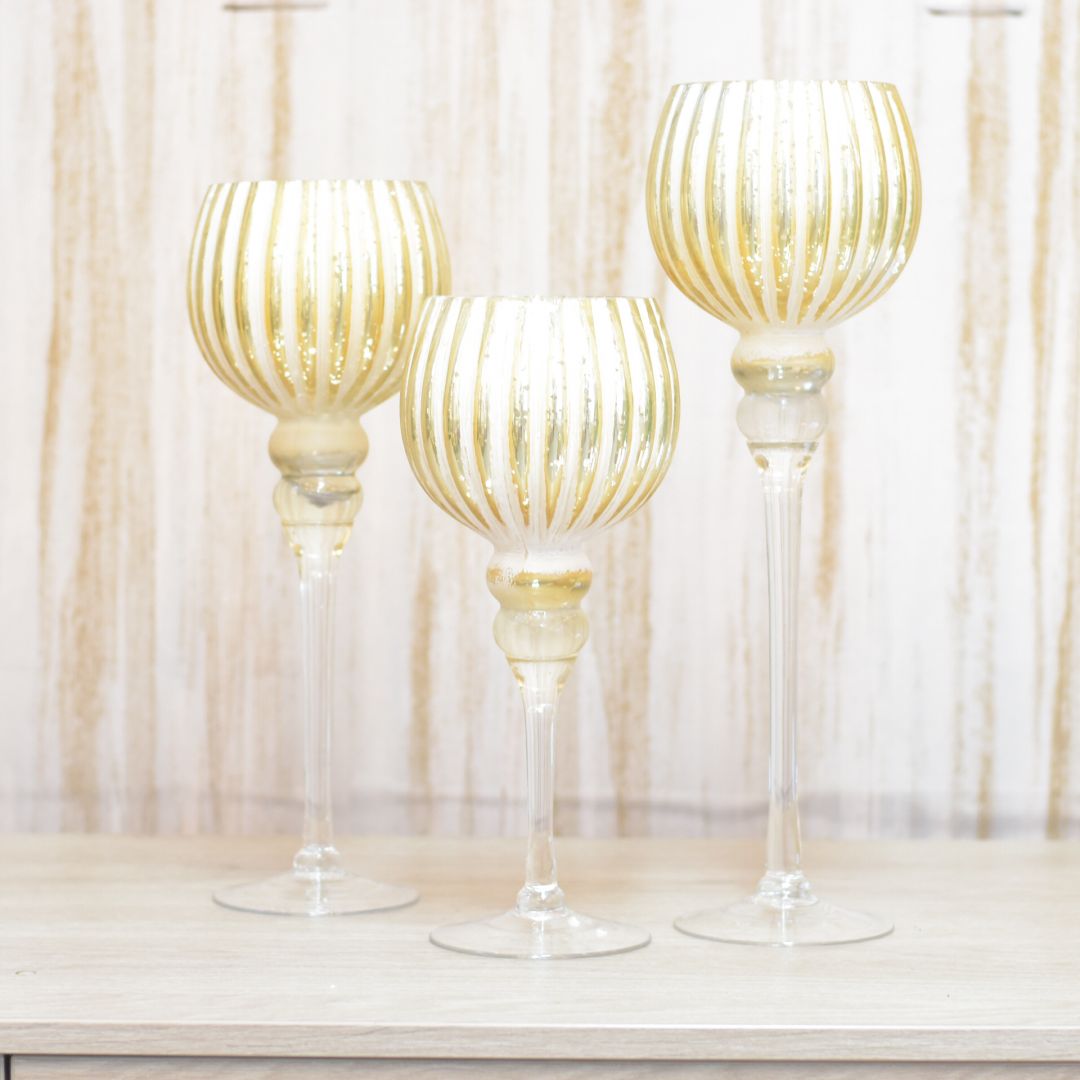 Copas de Vidrio Decorativas set x3 40/35/30x 11 cm – Ref. AZ472